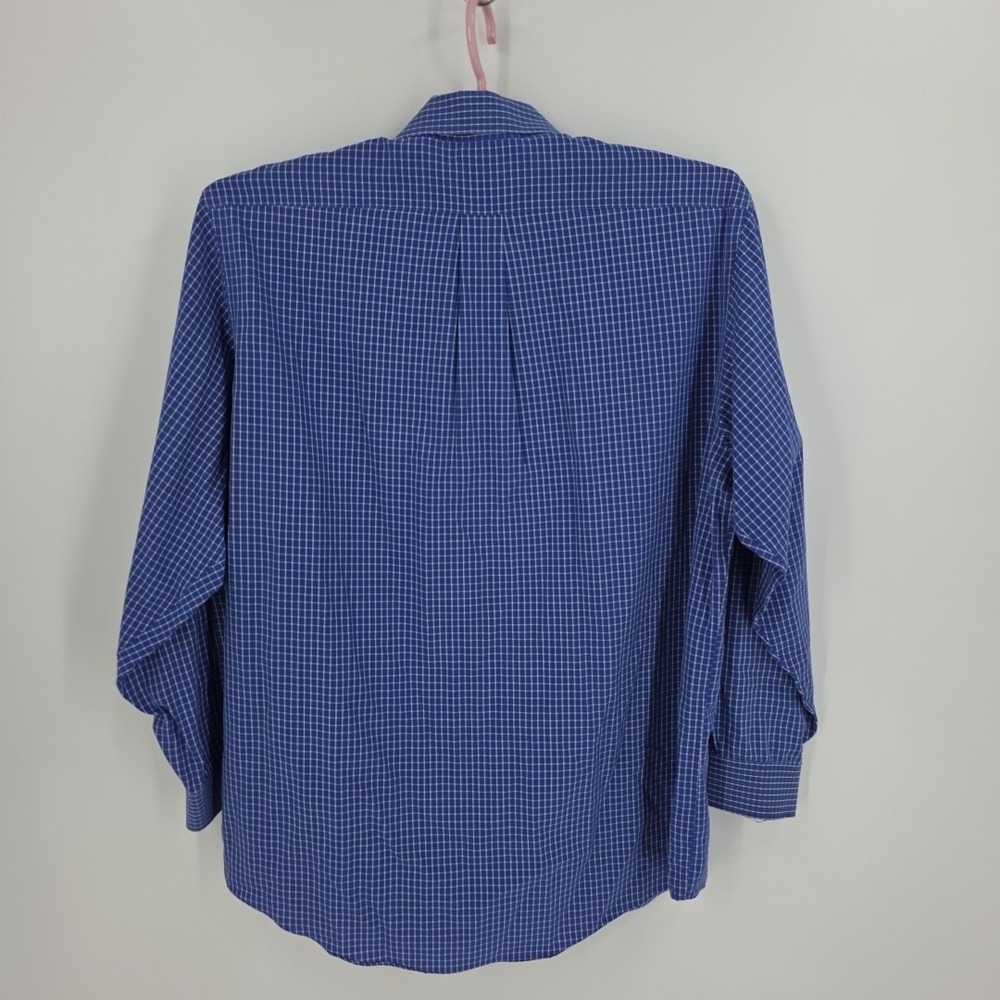 Brooks Brothers Men's Blue White Check Cotton Long Sleeve Button Down 17-35 - Picture 4 of 8